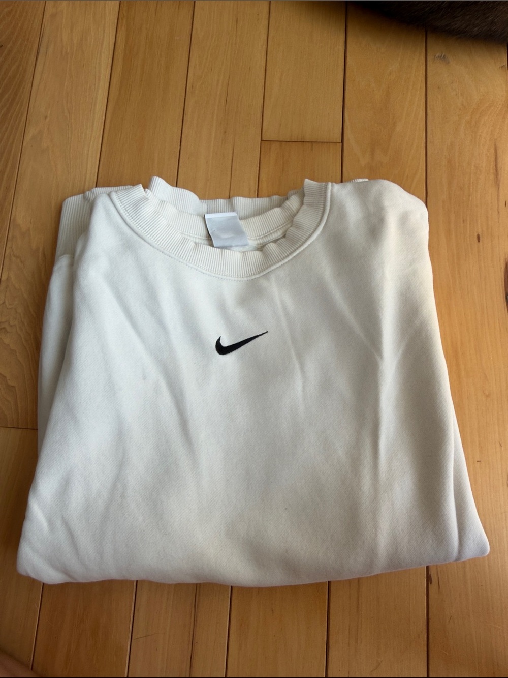 Nike White Crewneck Sweatshirt with Black Swoosh